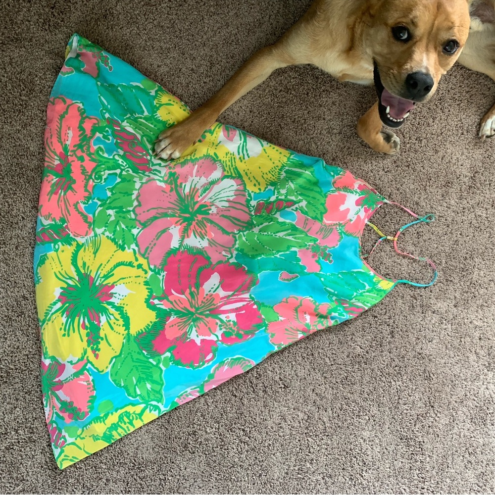 Vibrant Floral Hibiscus Silk Dress